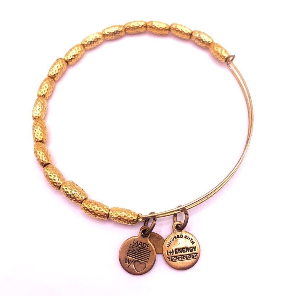 Alex and Ani Gold Beaded Charm Bracelet Gold Finish - Expands 2"- 3.5"
